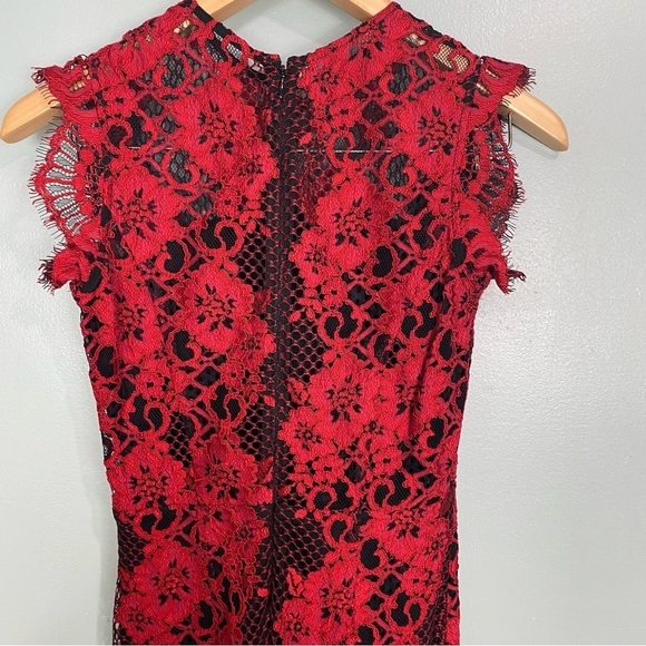Alexis Black Lace Red Midi‎ Dress Lace Sz XS - Picture 7 of 7